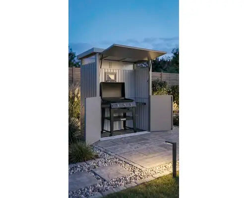 B-Ware Konsta Gartenhaus Gartenschrank Grillhaus Synonym Frontseite Grau Aluminium - 4306516693603