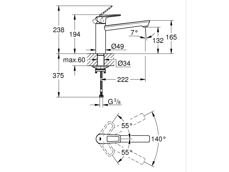 Grohe Quick Fix Einhand Spültischbatterie Armatur Küchenarmatur Start Loop Dn 15  B-Ware - 4005176530470