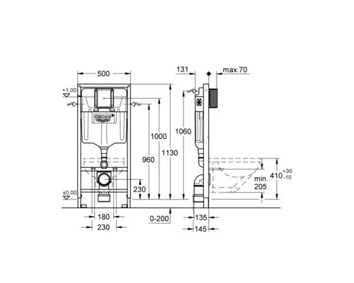 B-Ware Grohe Montageelement Vorwandelement Unterputzspülkasten Wc Rapid Sl 38528001 - 4005176863943