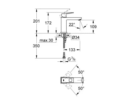 B-Ware Grohe Waschtischarmatur Badarmatur Einhebelmischer Eurocube Chrom Glänzend M - 4005176998720