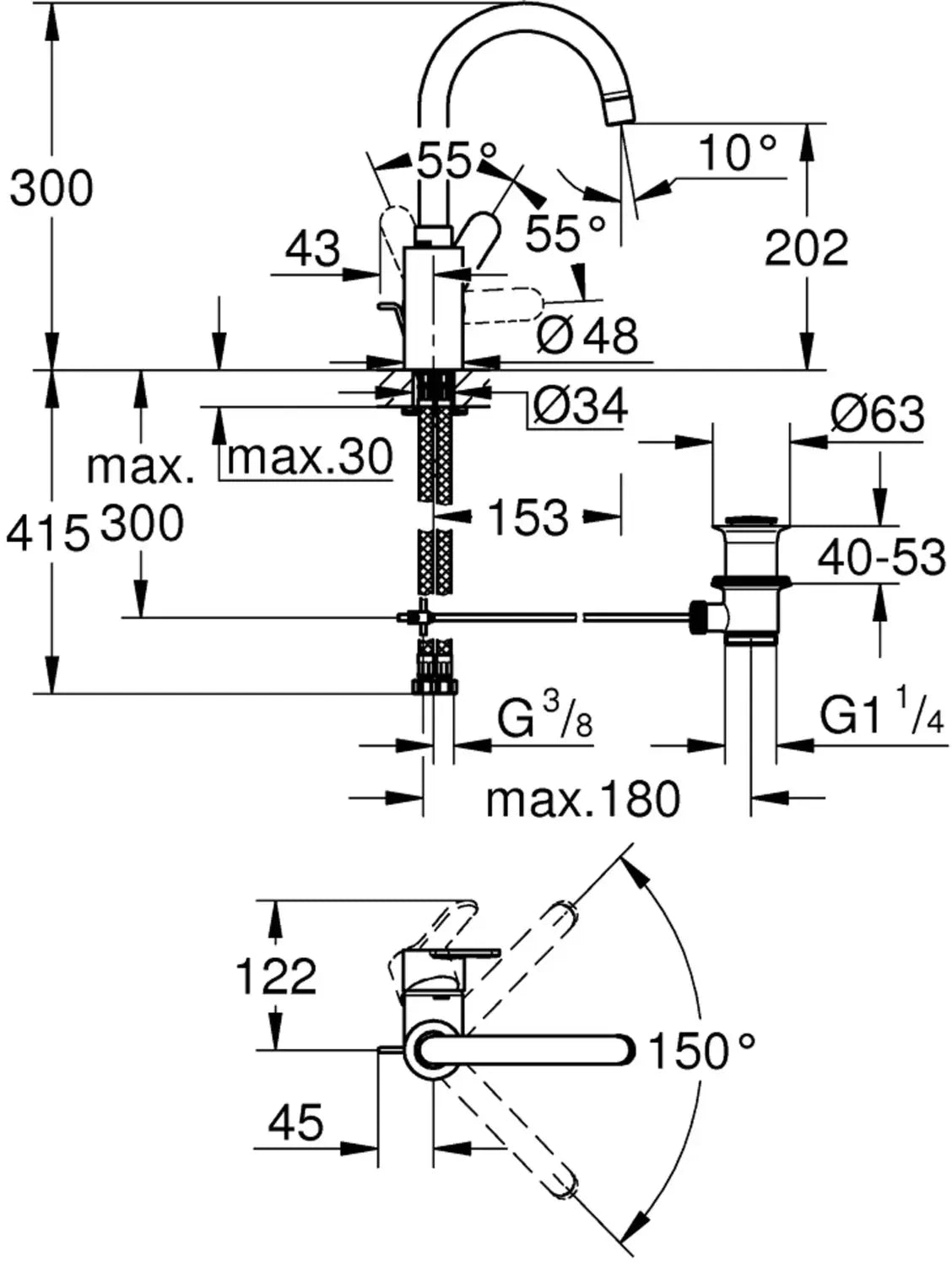 B-Ware Grohe Waschtischarmatur Badarmatur Einhebelmischer Eurostyle Cosmopolitan Chrom - 4005176472732