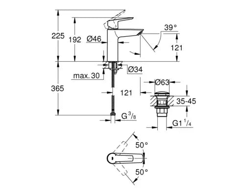 B-Ware Grohe Waschtischarmatur Badarmatur Einhebelmischer Chrom Start Badezimmer M - 4005176624155