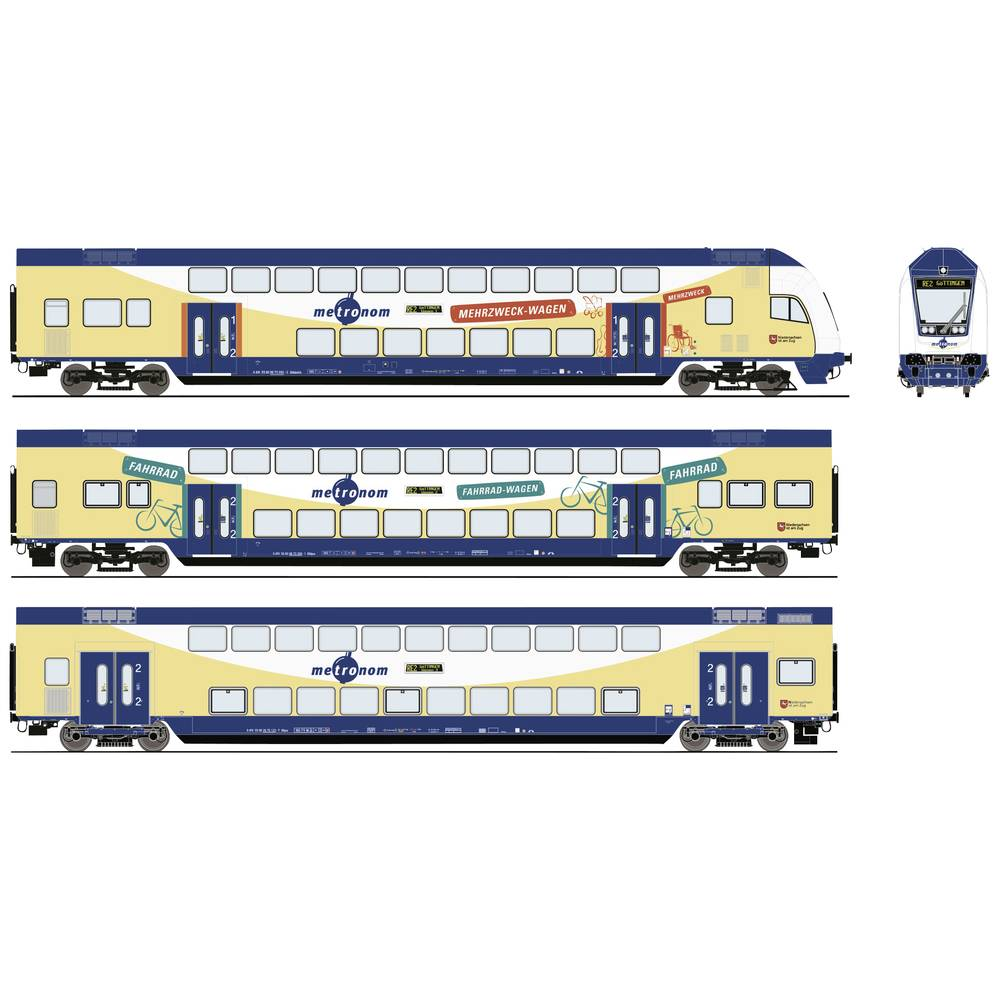 Roco 6220105 H0 Doppelstockwagen Metronom 3er Set 2x 2. Klasse D Bpza Steuerwagen B-Ware - 9005033071844
