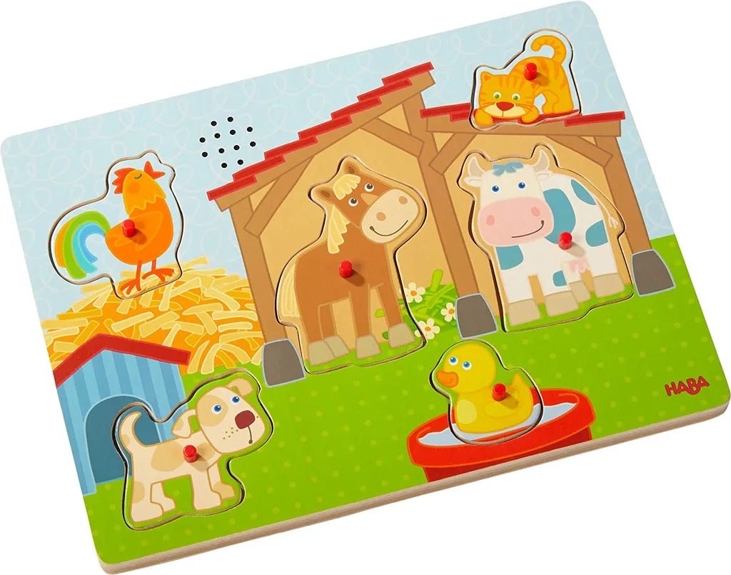 Haba Sound Greifpuzzle Lernspiel Puzzle Bauernhof Tiere Auf D.Land Kinder Spiel