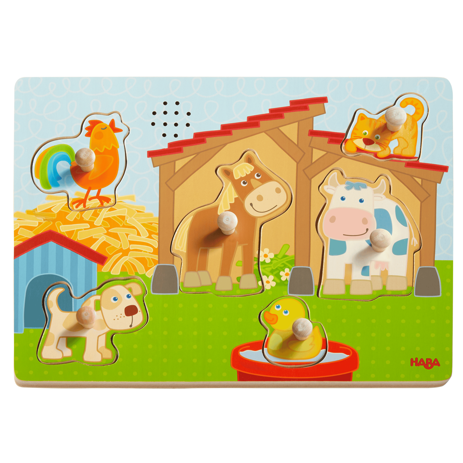 Haba Sound Greifpuzzle Lernspiel Puzzle Bauernhof Tiere Auf D.Land Kinder Spiel