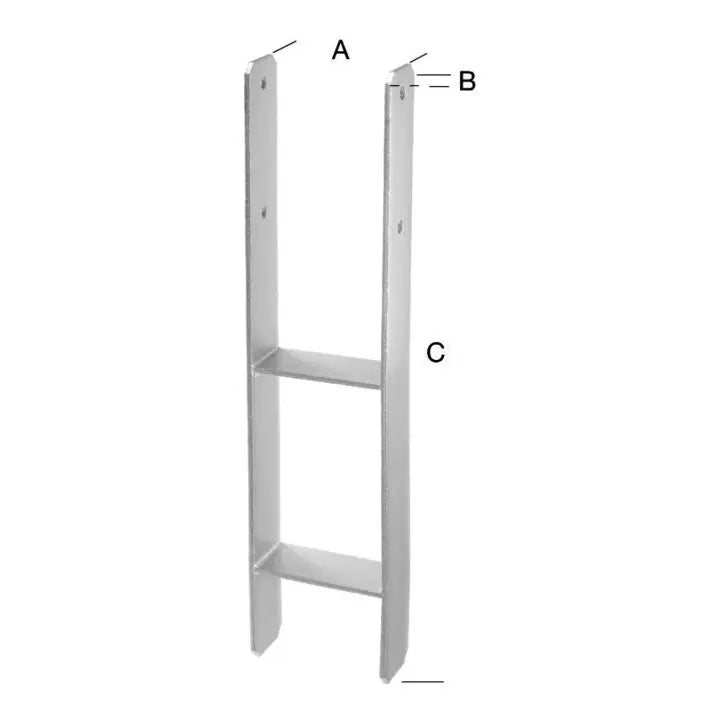 B-Ware Hadra H Pfostenträger Pfostenanker Feuerverzinkt Stahl 121mm 5mm Ce 3 Stück - 4053569231176