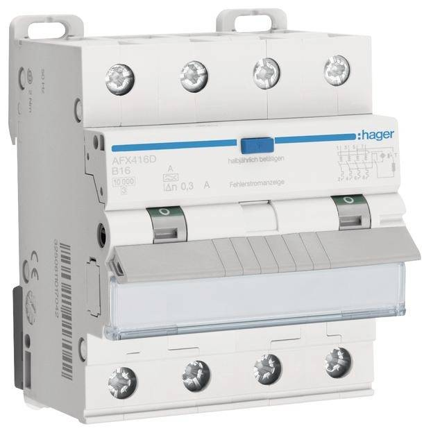 Hager Fi Schutzschalter Leitungsschutzschalter Sicherungsautomat 4polig 16 A 0.3 A B-Ware - 3250611017127
