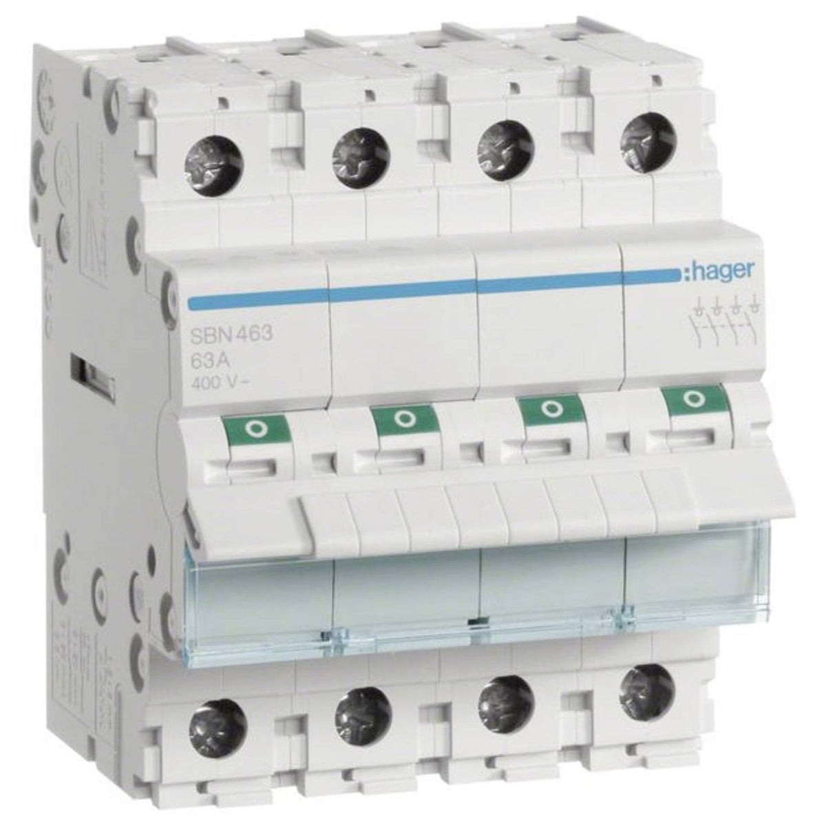 Hager Ausschalter Schalter SBN463 Stromschalter 4 Schließer 63A 400V AC 3 STÜCK - 3250615510235