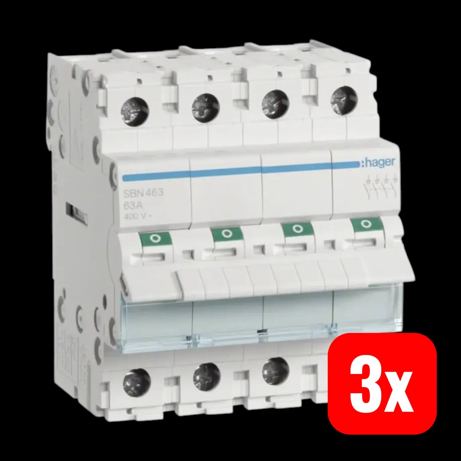 B-Ware Hager Ausschalter Schalter Sbn463 Stromschalter 4 Schließer 63 A 400 V Ac 3 Stück - 3250615510235
