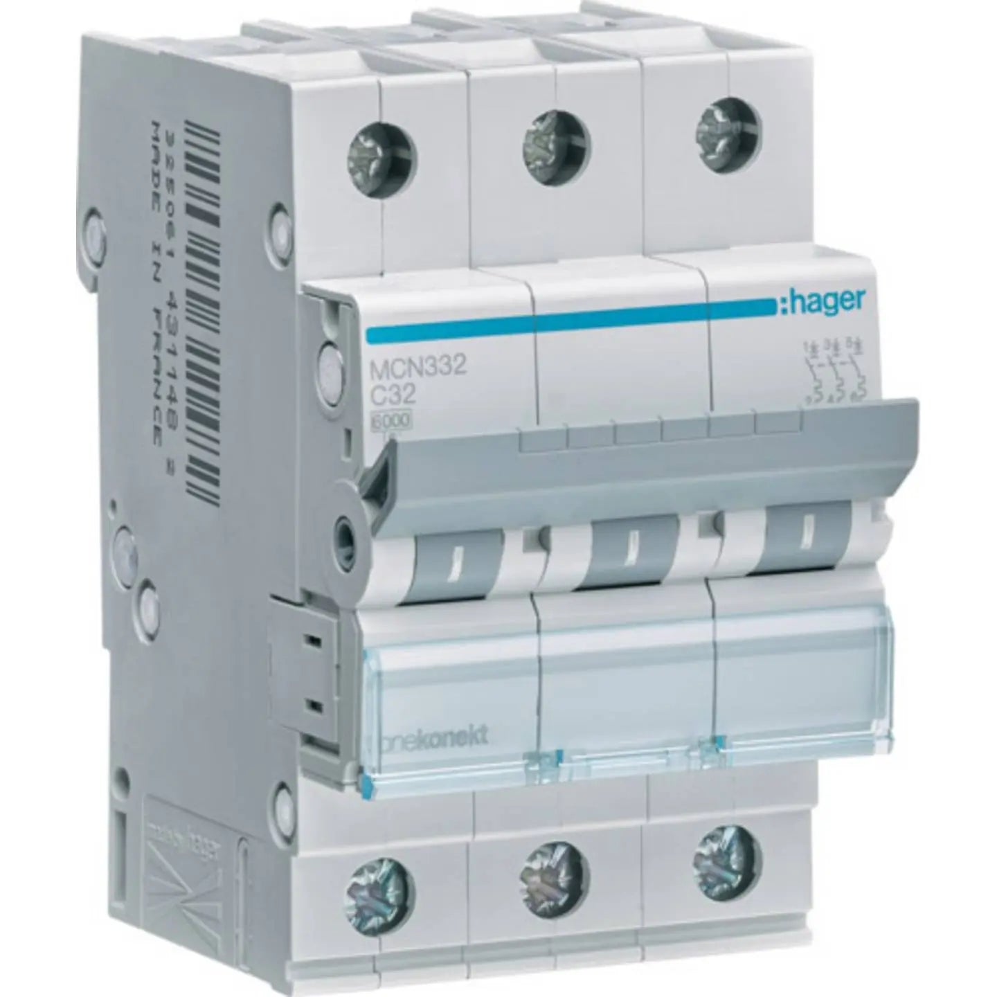 B-Ware Hager Leitungsschutzschalter Sicherungsautomat 3polig 32 A Grau 230 V 400 V Mcn332 - 3250614311482