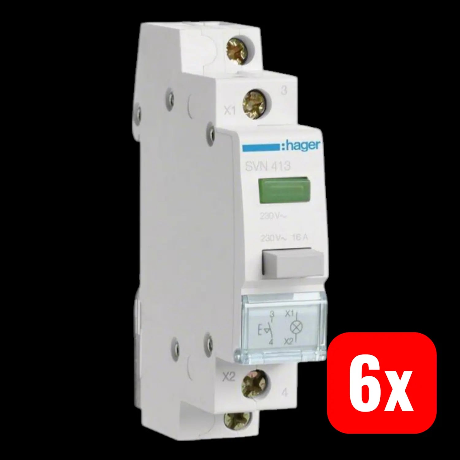 B-Ware Hager Druckschalter Grün 16 A 230 V Svn413 Schalter Verteilerschrank 6 Stück - 3250615721945