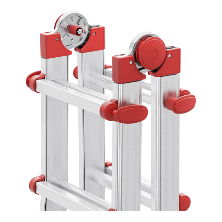 B-Ware Hailo M80 Aluminiumleiter Mehrzweckleiter 4x4 Sprossen Teleskop Höhenverstellbar