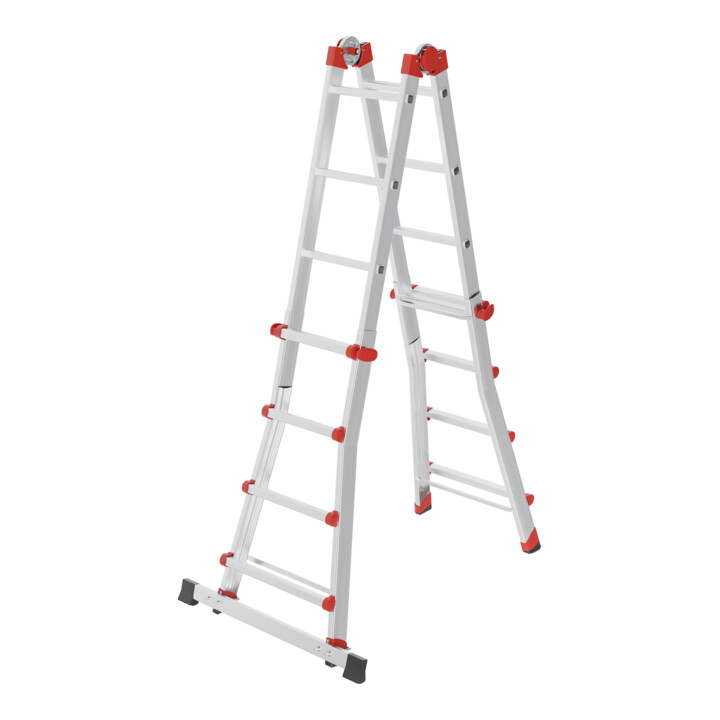Hailo M80 Aluminiumleiter Mehrzweckleiter 4x4 Sprossen Teleskop Höhenverstellbar B-Ware - 4007126751911