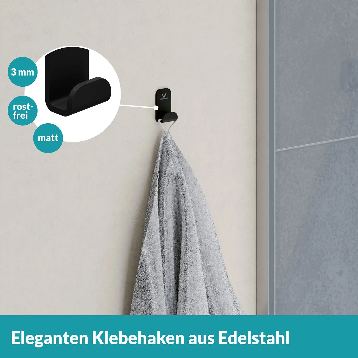 B-Ware Weissenstein Handtuchhalter Womo Schwarz Selbstklebend Edelstahl 2er Pack 10 Sets - 4260470461923