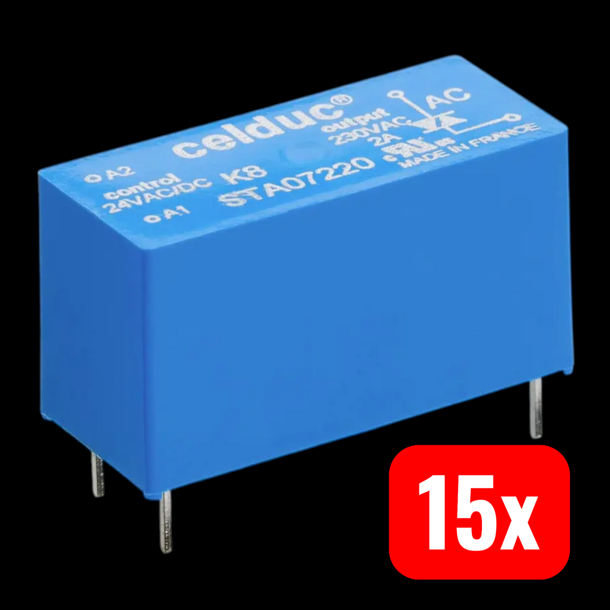 Celduc Halbleiterrelais Relais STD07205 2.5A Schaltspannung 30V AC DC 15 STÜCK - 2050009035105