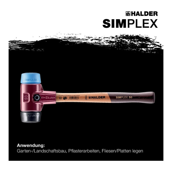 B-Ware Halder Schonhammer Hammer Tp Esoft Gummi 30mm Kopf Blau Schwarz Holzstiel 300mm - 4030618300564