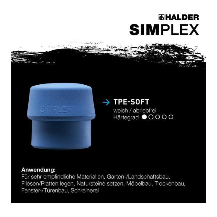 Halder Schonhammer Hammer L 405mm Kopf D 60mm Superplast weiß TPE-soft blau - 4030618302759