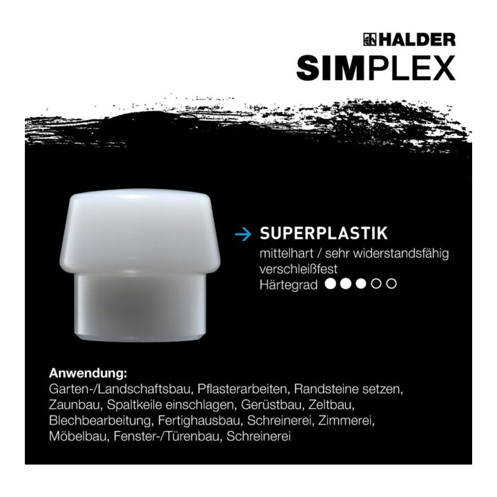 B-Ware Halder Schonhammer Hammer L 405mm Kopf D 60mm Superplast Weiß Tpe Soft Blau - 4030618302759