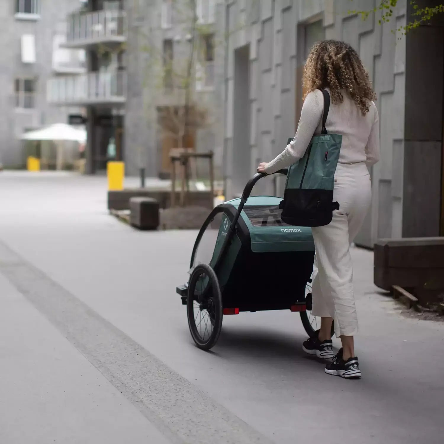 B-Ware Hamax Fahrradanhänger Buggy Kindertransport Cocoon Zweisitzer Grün Schwarz - 7029774002310