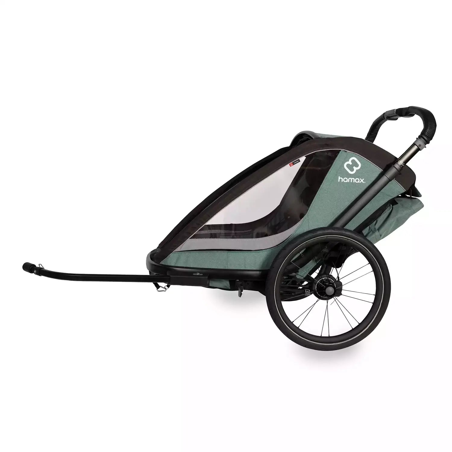 B-Ware Hamax Fahrradanhänger Buggy Kindertransport Cocoon Zweisitzer Grün Schwarz - 7029774002310