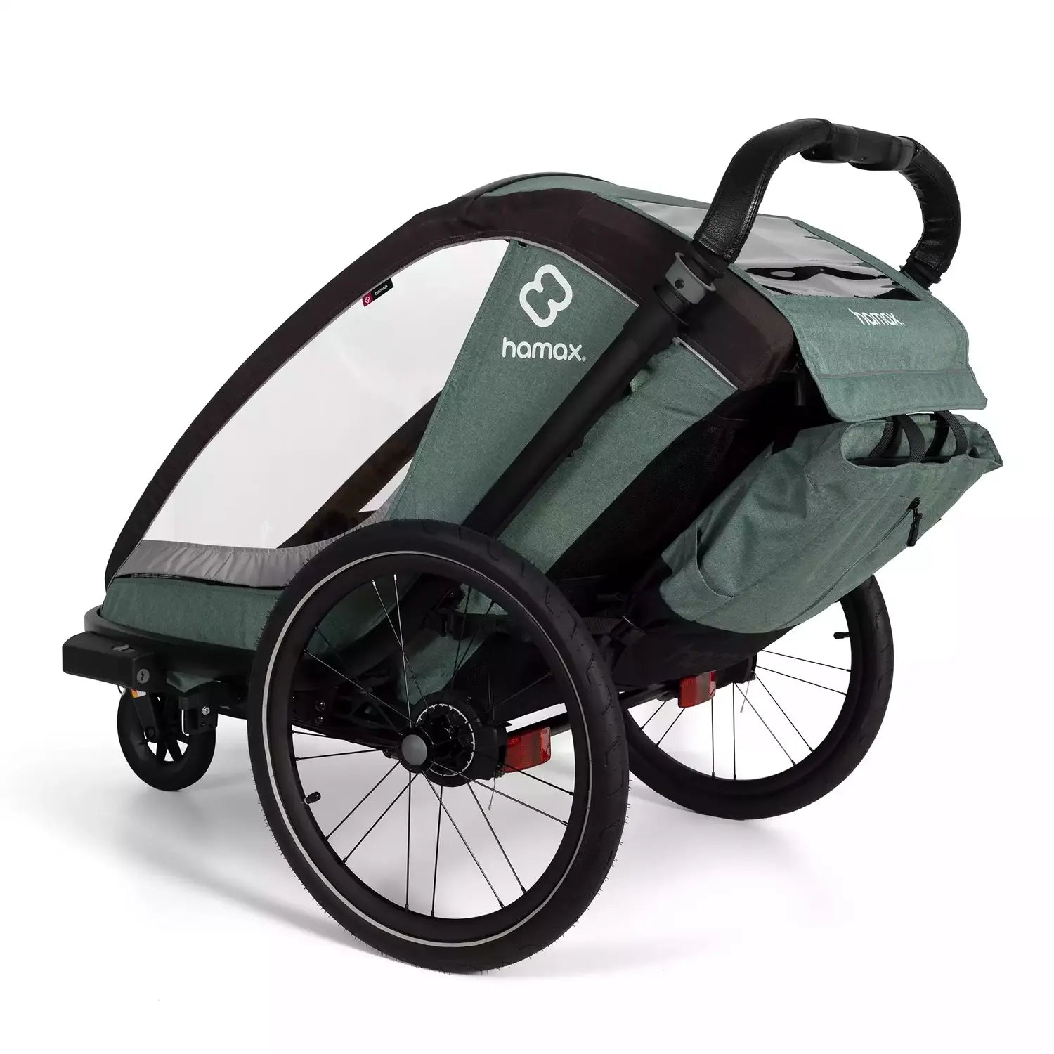 B-Ware Hamax Fahrradanhänger Buggy Kindertransport Cocoon Zweisitzer Grün Schwarz - 7029774002310