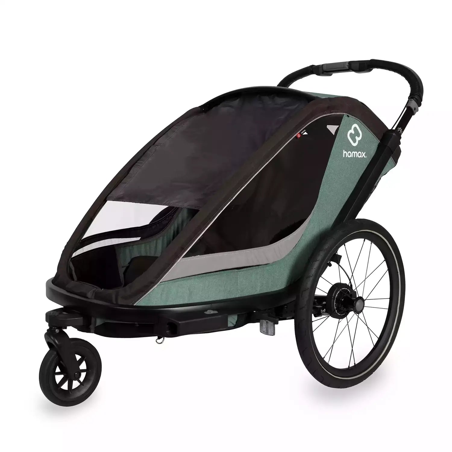 B-Ware Hamax Fahrradanhänger Buggy Kindertransport Cocoon Zweisitzer Grün Schwarz - 7029774002310