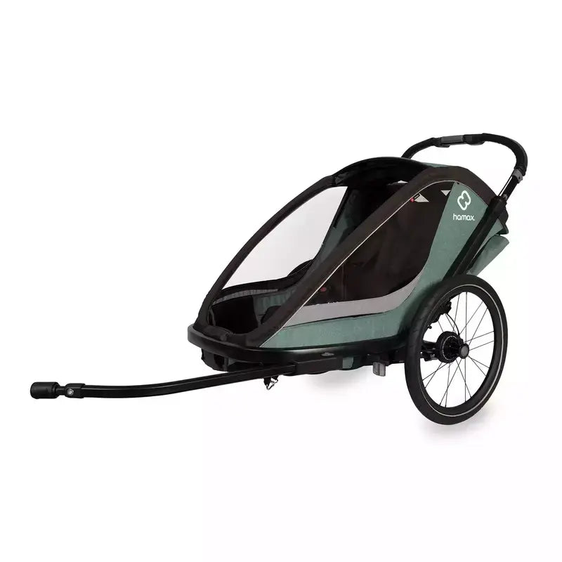 B-Ware Hamax Fahrradanhänger Buggy Kindertransport Cocoon Zweisitzer Grün Schwarz - 7029774002310