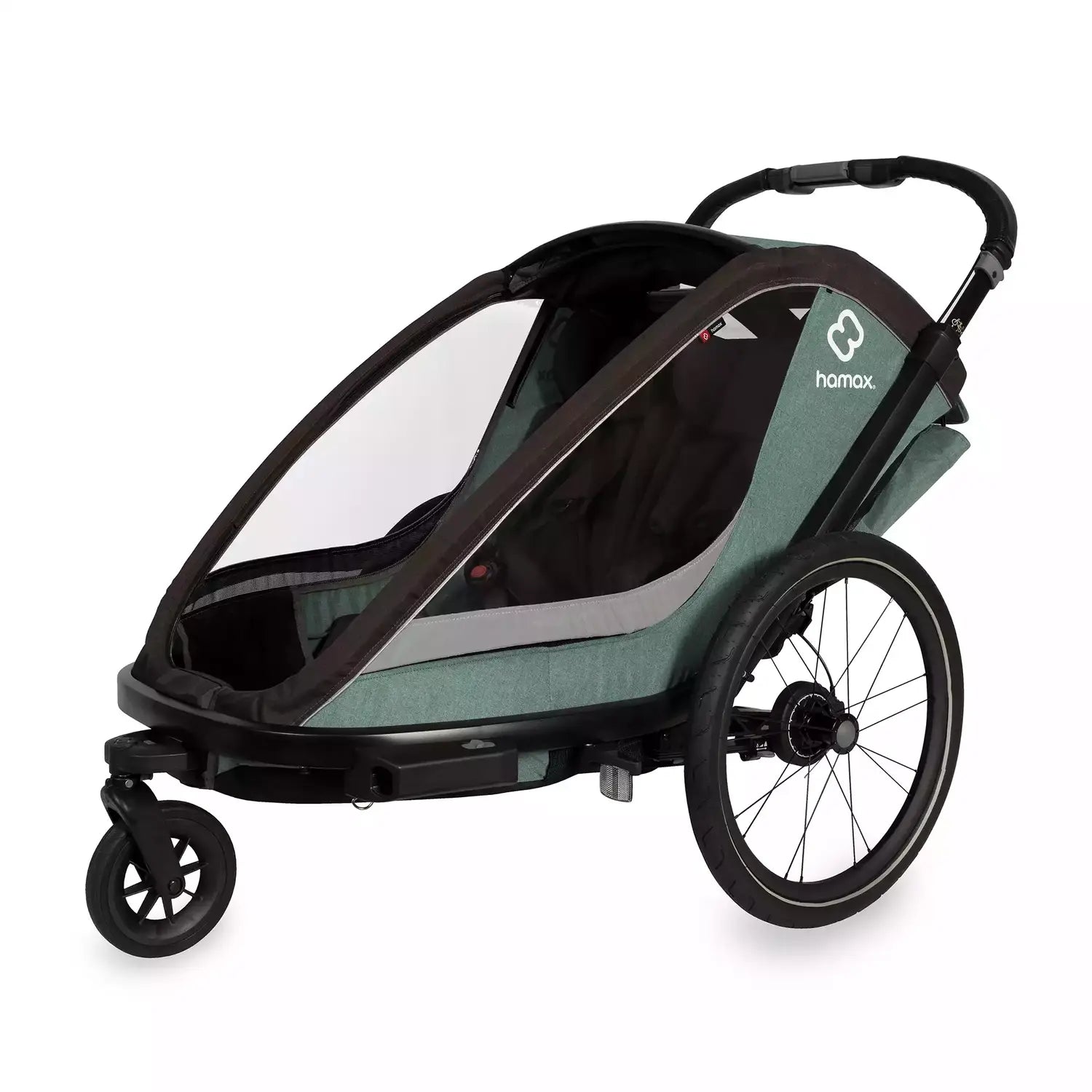 B-Ware Hamax Fahrradanhänger Buggy Kindertransport Cocoon Zweisitzer Grün Schwarz - 7029774002310