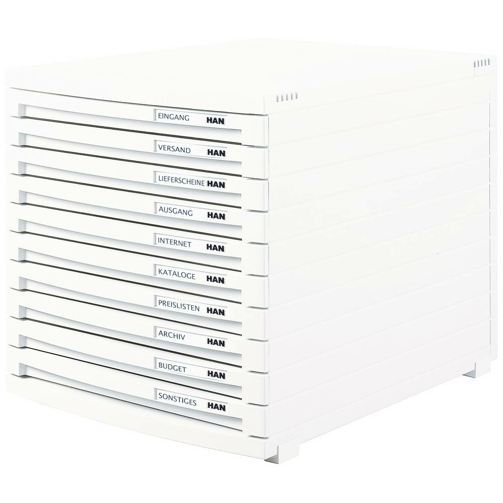 B-Ware Han Contur 1510 12 Schubladenbox Weiß Din A4 Din B4 Din C4 10 Schubfächer Fach - 4012473151086