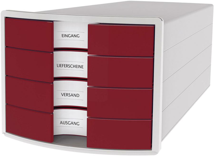 Han Impuls Schubladenbox Aufbewahrungbox Grau Din A4 Din C4 Anzahl Schubfächer 4 B-Ware - 4012473101739