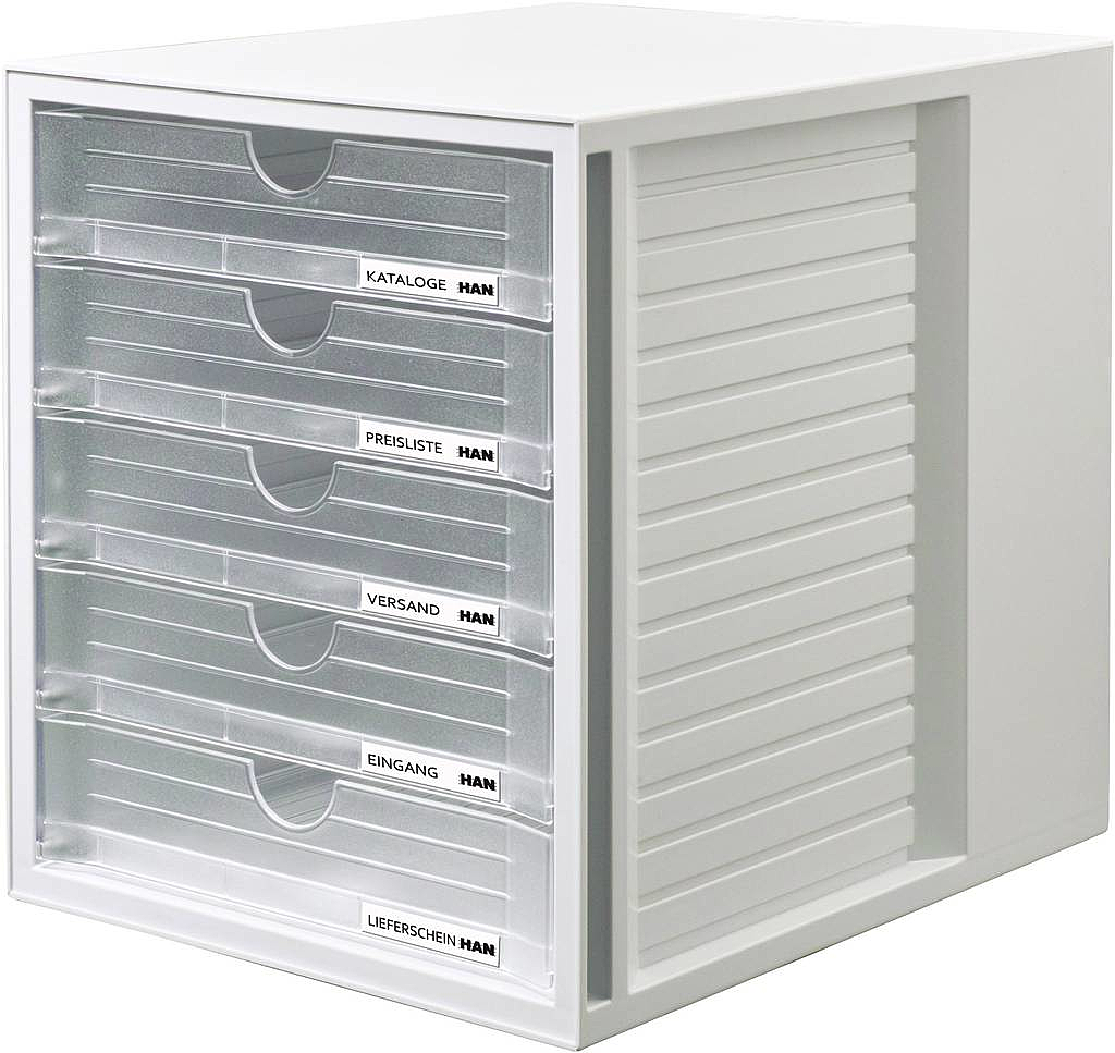 B-Ware Han Systembox 1450 63 Schubladenbox Din A4 Din C4 Grau 5 Schubfächer 2 Stück - 4012473145054