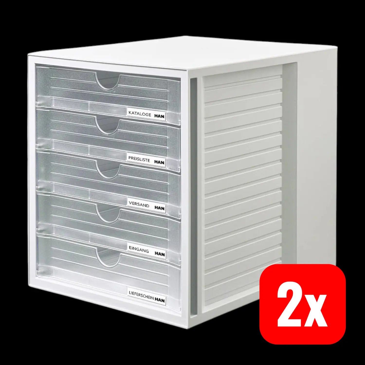 B-Ware Han Systembox 1450 63 Schubladenbox Grau Din A4 Din C4 5 Schubfächer 2 Stück - 4012473145054