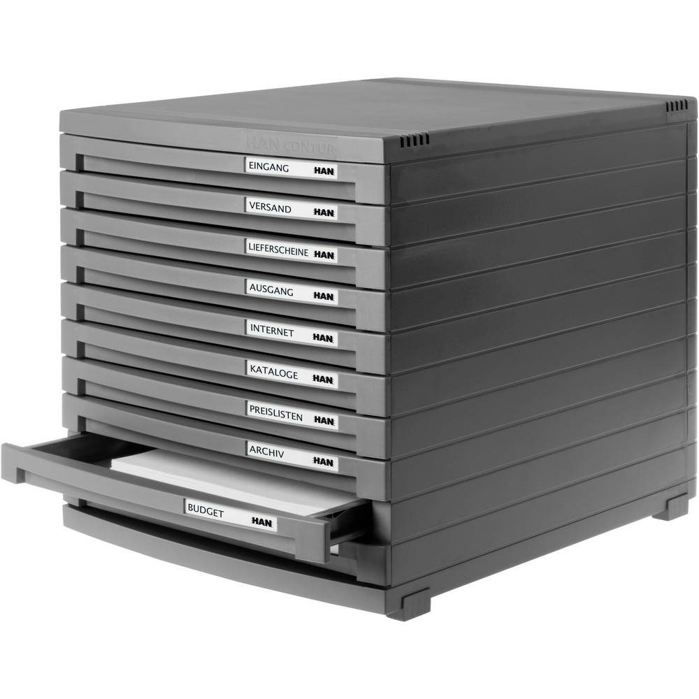 B-Ware Han Contur 1510 191 Schubladenbox Dunkelgrau Din A4 Din B4 Din C4 10 Schubladen