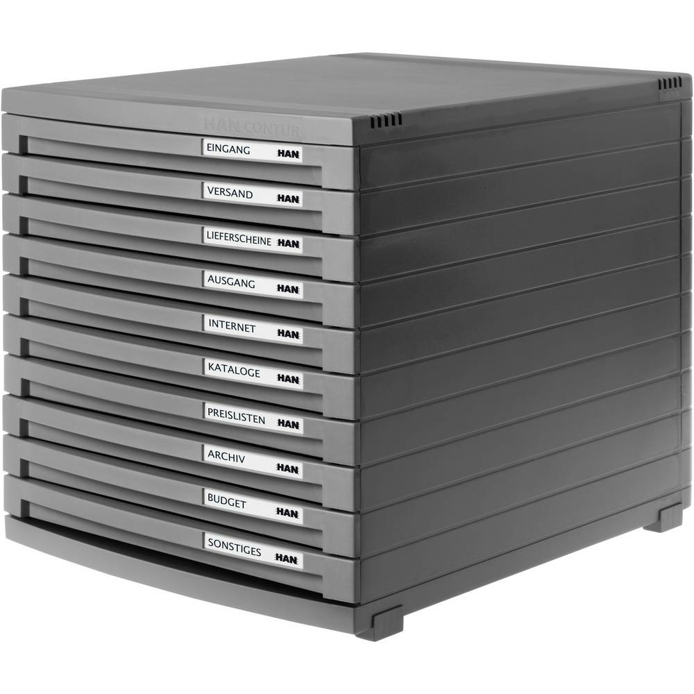 B-Ware Han Contur 1510 191 Schubladenbox Dunkelgrau Din A4 Din B4 Din C4 10 Schubladen