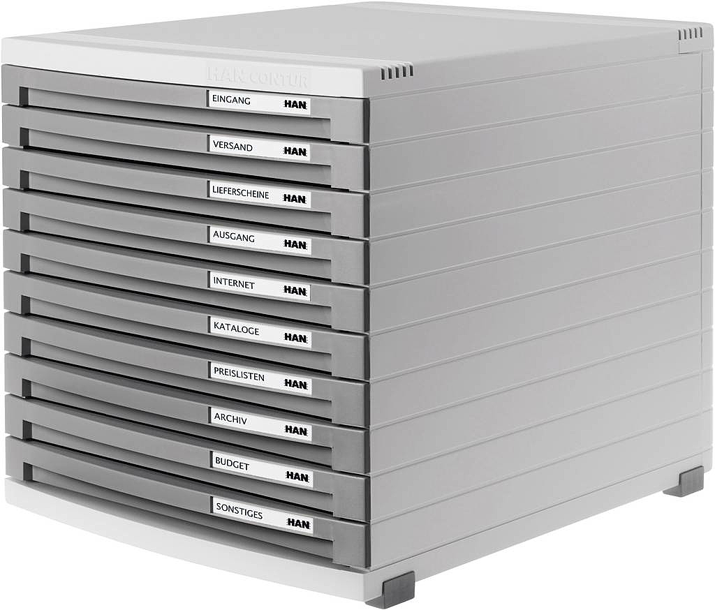 B-Ware Han Schubladenbox Contur 1510 19 Lichtgrau Din A4, Din B5, Din C4 366 - 4012473151017