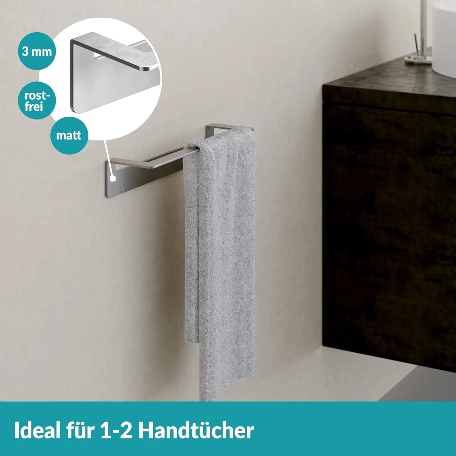 B-Ware Weissenstein Handtuchhalter Handtuchstange Badetuchstange 30cm Silber Womo - 4260470461589