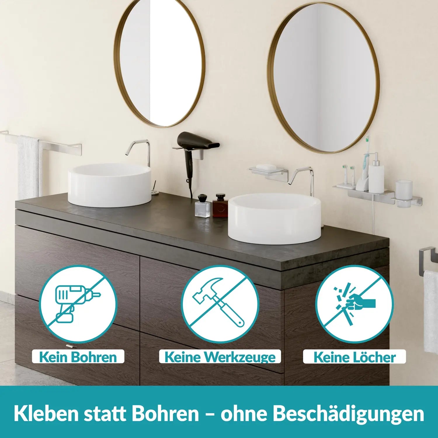 B-Ware Weissenstein Handtuchstange Stange Womo Handtuchhalter Silber 60cm Selbstklebend - 4260470460759