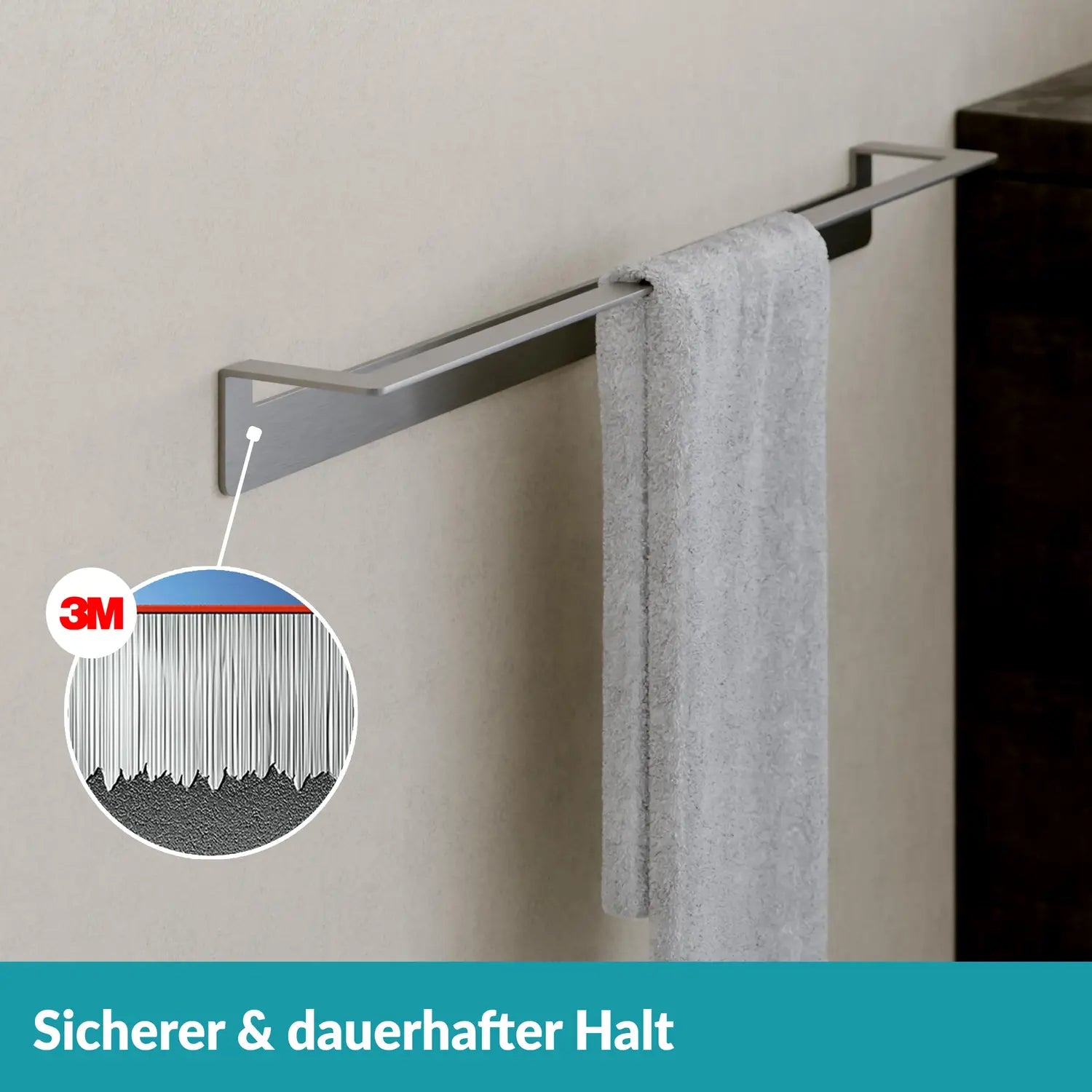 B-Ware Weissenstein Handtuchstange Stange Womo Handtuchhalter Silber 60cm Selbstklebend - 4260470460759
