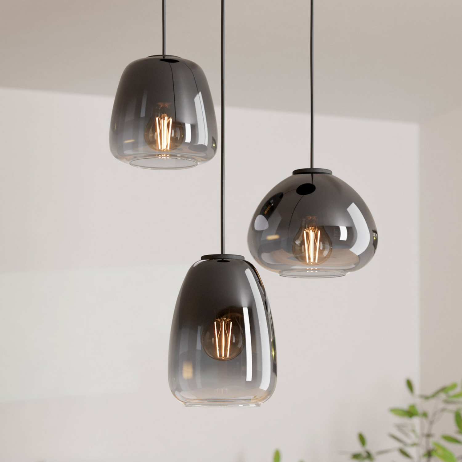 B-Ware Eglo Hängeleuchte Hängelampe Lampe Leuchte Aguilares Rauchglas 3 Flammig Rond173 - 9008606235568