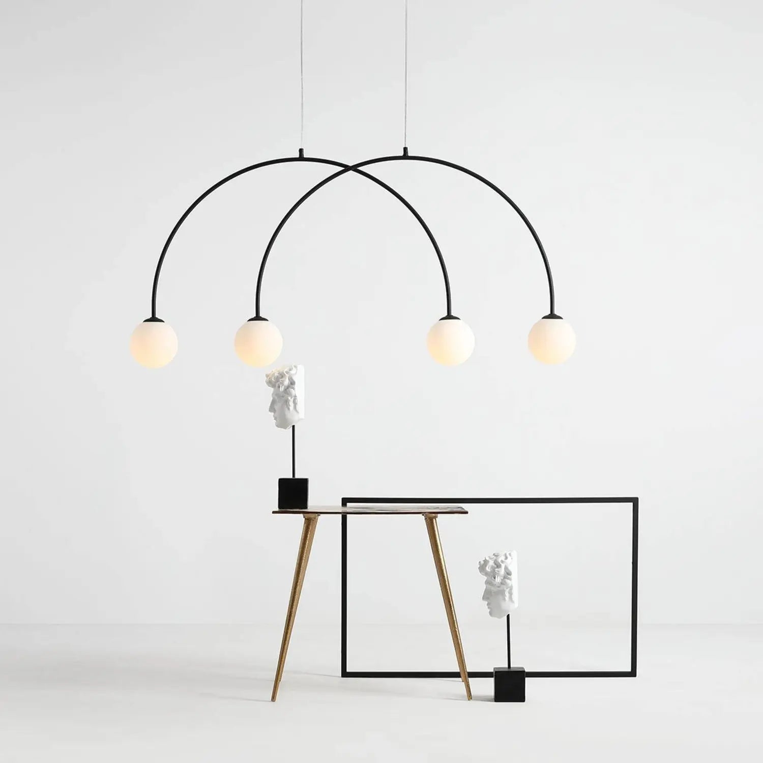B-Ware Alison Hängelampe Pendelleuchte Bogenlampe Schwarz/Weiß 4fl 129cm - 5904798655396