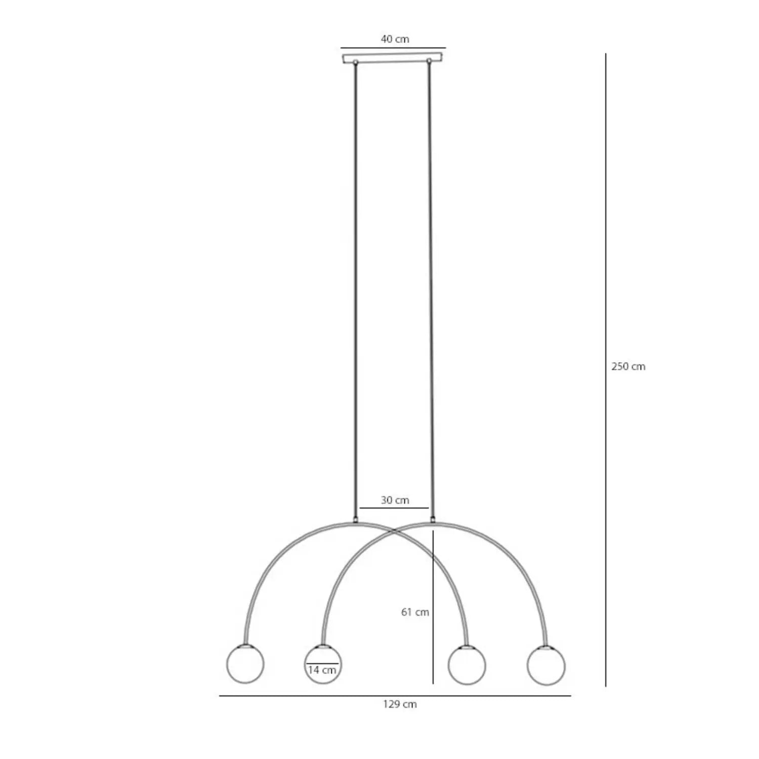 B-Ware Alison Hängelampe Pendelleuchte Bogenlampe Schwarz/Weiß 4fl 129cm - 5904798655396