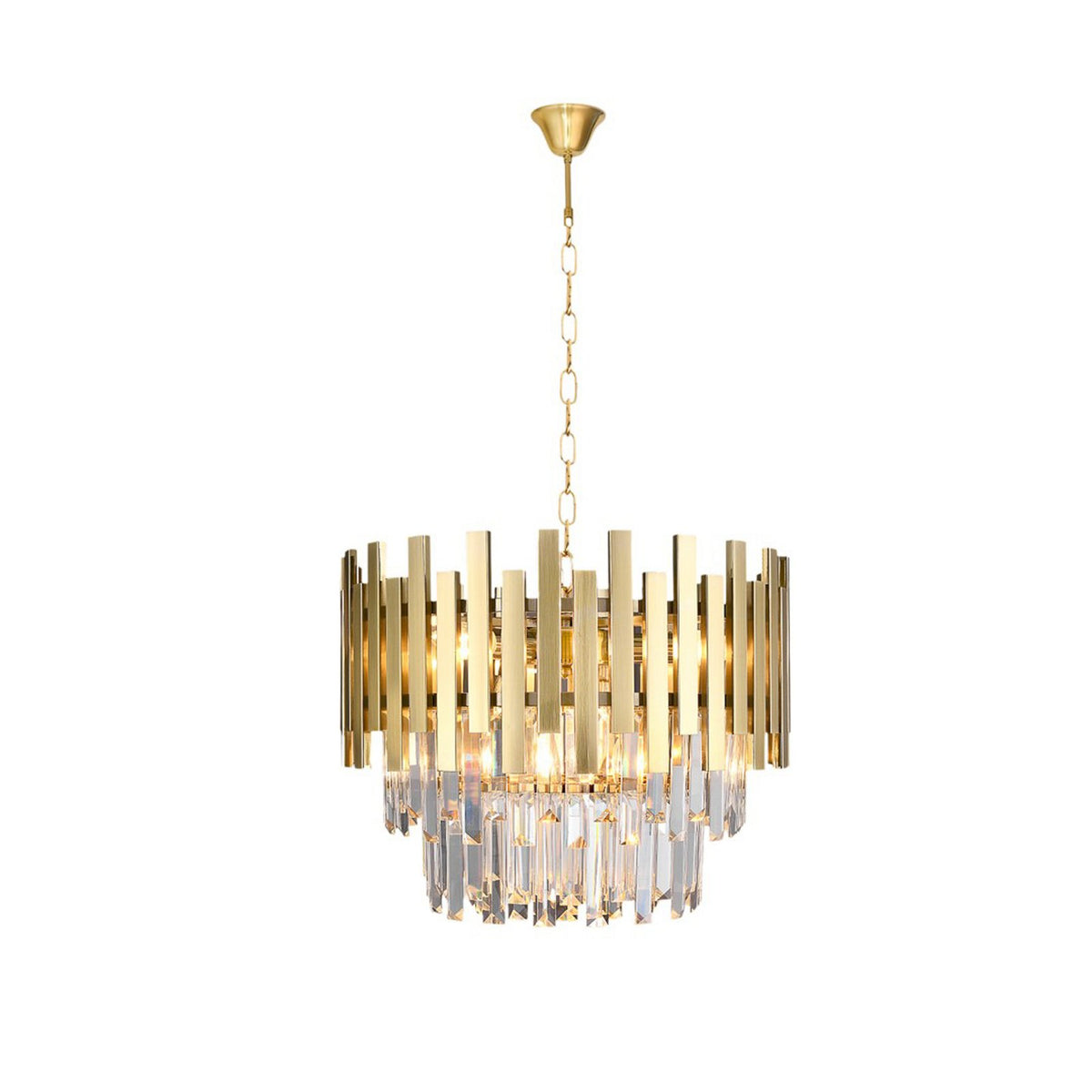 Aspen Hängelampe Pendelleuchte gold Metall Glas Glaskristalle transparent 30 cm - 5902693759997