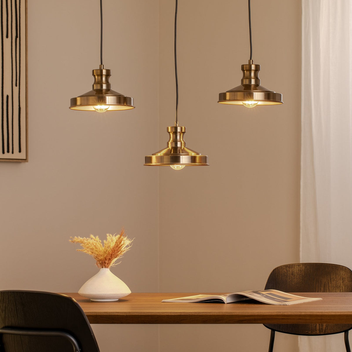 Berceste Hängelampe Pendelleuchte Lampe 3-flammig altmessingfarben E27 - 8684283470518