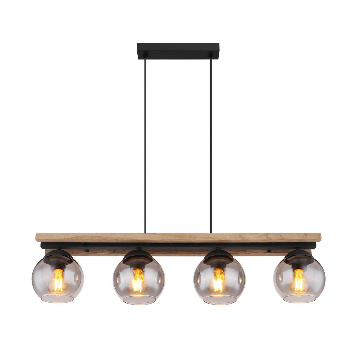 B-Ware Globo Hängelampe Pendelleuchte Conni Rauchgrau Glas Holz 4 Flammig 85 Cm - 9007371444236