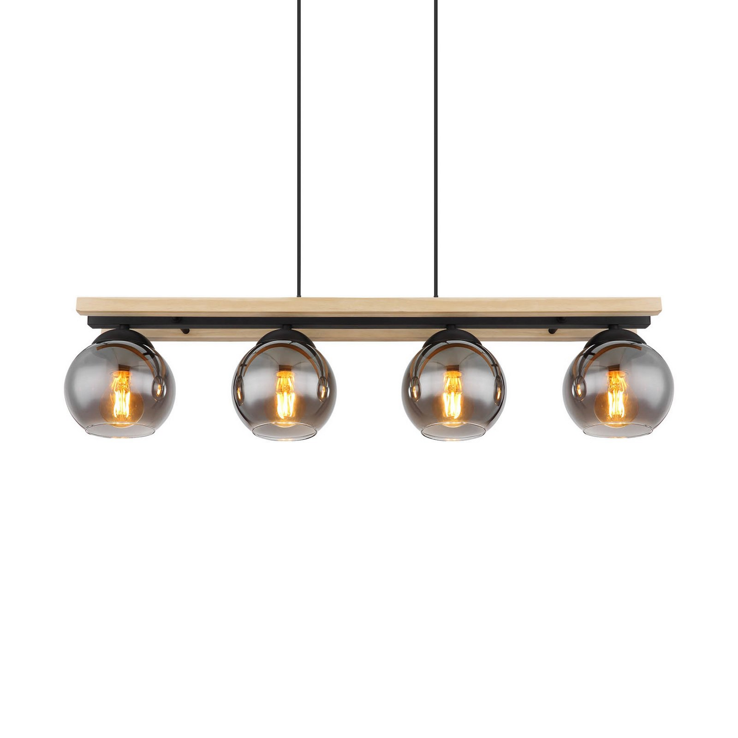 B-Ware Globo Hängelampe Pendelleuchte Conni Rauchgrau Glas Holz 4 Flammig 85 Cm - 9007371444236
