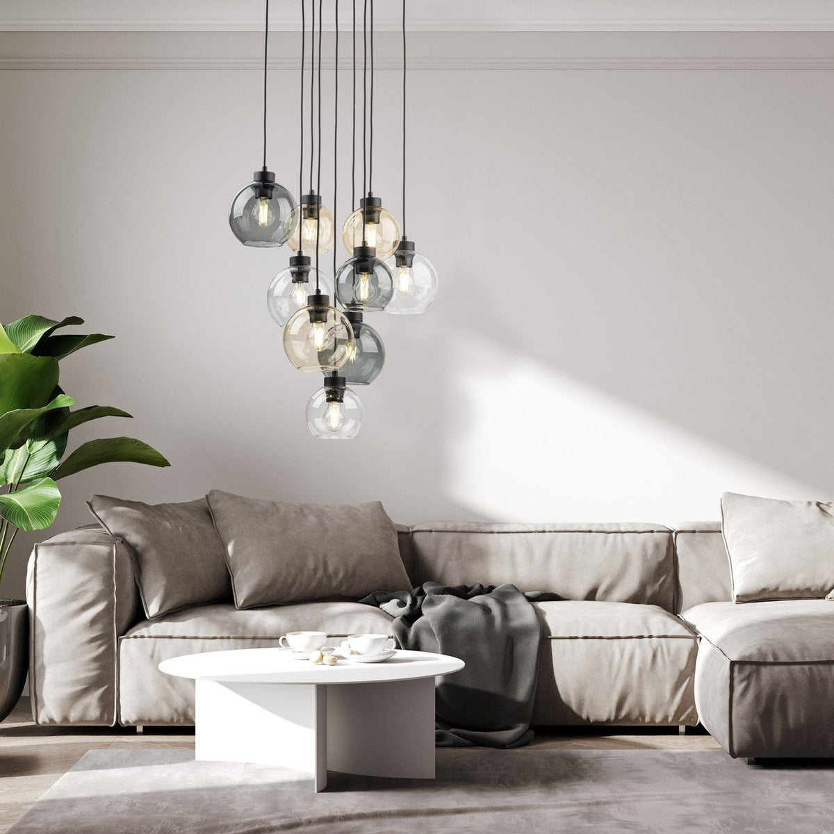 Hängelampe Cubus Mix Deckenleuchte Lampe Ø 58 cm mehrfarbig Glas E27 9 flg - 5906135102471