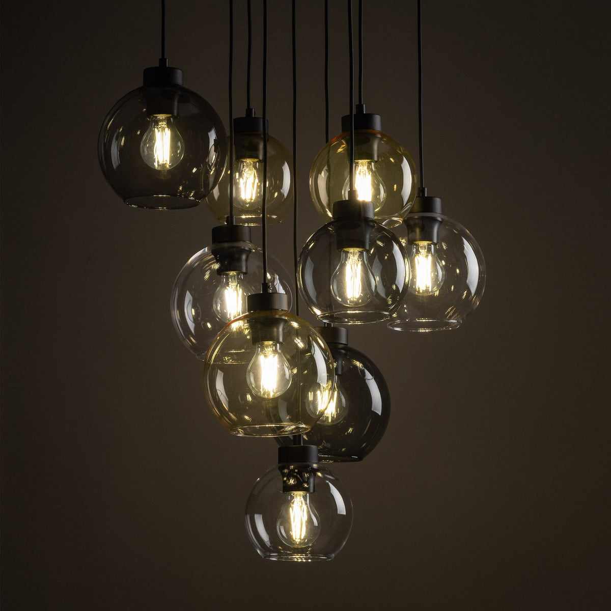 Hängelampe Cubus Mix Deckenleuchte Lampe Ø 58 cm mehrfarbig Glas E27 9 flg - 5906135102471