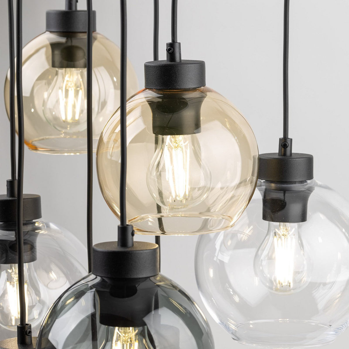 Hängelampe Cubus Mix Deckenleuchte Lampe Ø 58 cm mehrfarbig Glas E27 9 flg - 5906135102471
