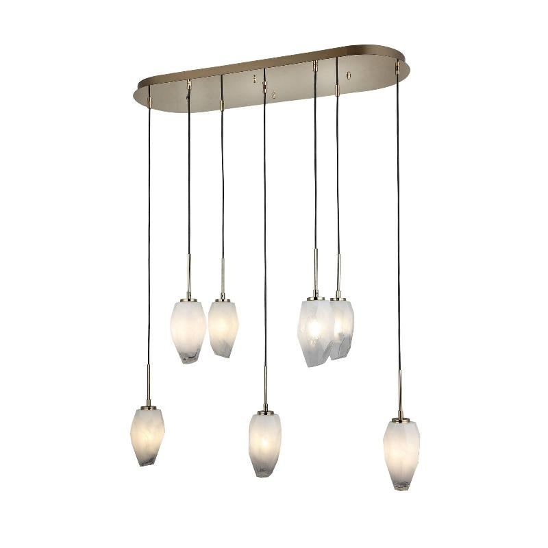 Lucea Hängelampe Dame Pendelleuchte Hängeleuchte Deckenleuchte 7 Flg. Gold E14 B-Ware