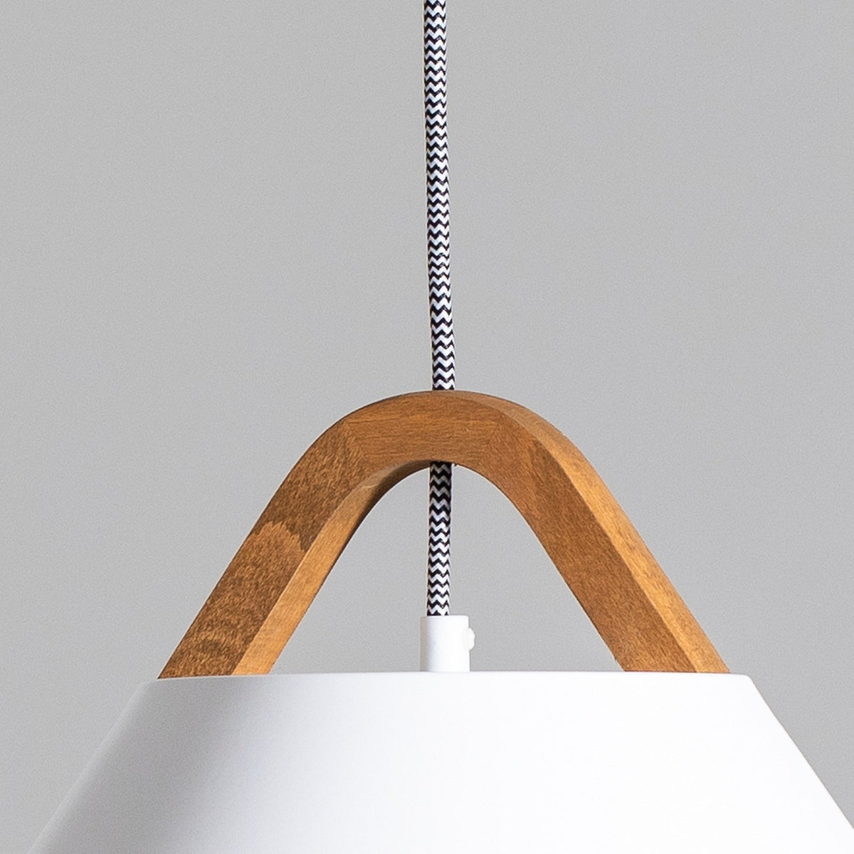 Luminex Hängelampe Pendelleuchte Funda braun weiß Ø 30 cm Stahl Holz Glas La694 - 5907565935059